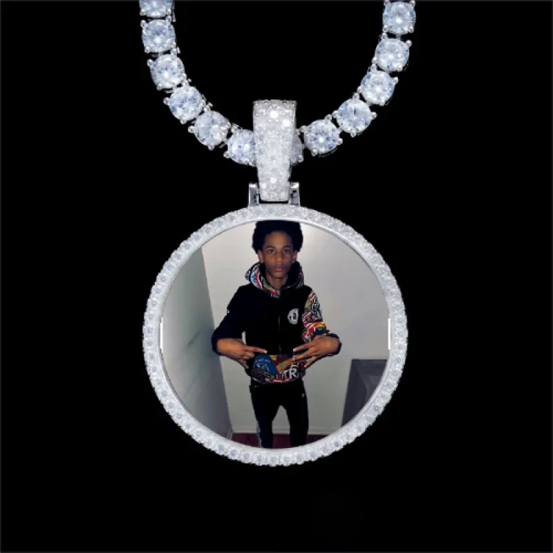 925S & VVS Moissanite 3D Circle Custom Picture Pendant sold by The GUU Shop