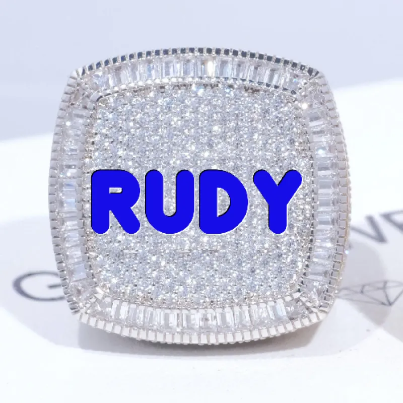 CUSTOM LETTER 3D ICED RING sold by The GUU Shop