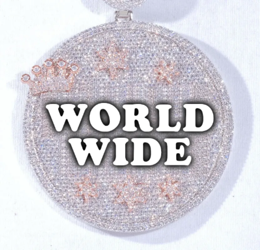 CUSTOM LETTER NECKLACE 3D BIG CROWN DISC sold by The GUU Shop