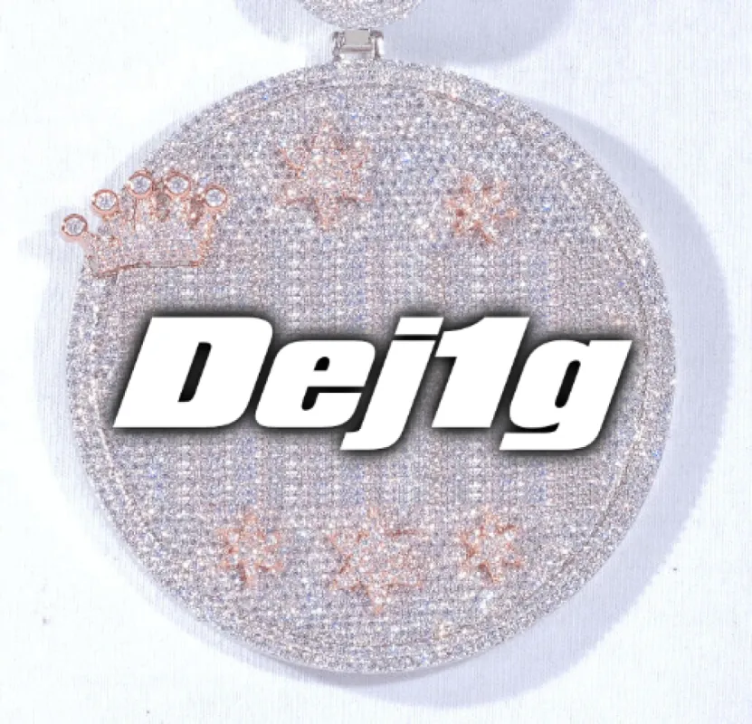 CUSTOM LETTER NECKLACE 3D BIG CROWN DISC sold by The GUU Shop