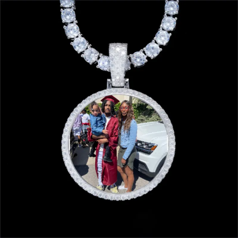 925S & VVS Moissanite 3D Circle Custom Picture Pendant sold by The GUU Shop
