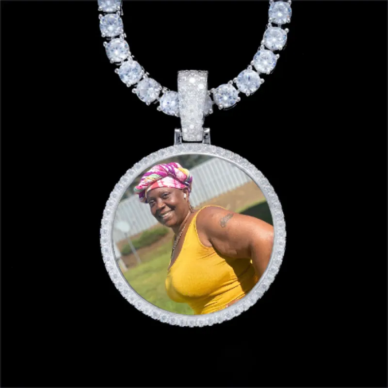 925S & VVS Moissanite 3D Circle Custom Picture Pendant sold by The GUU Shop