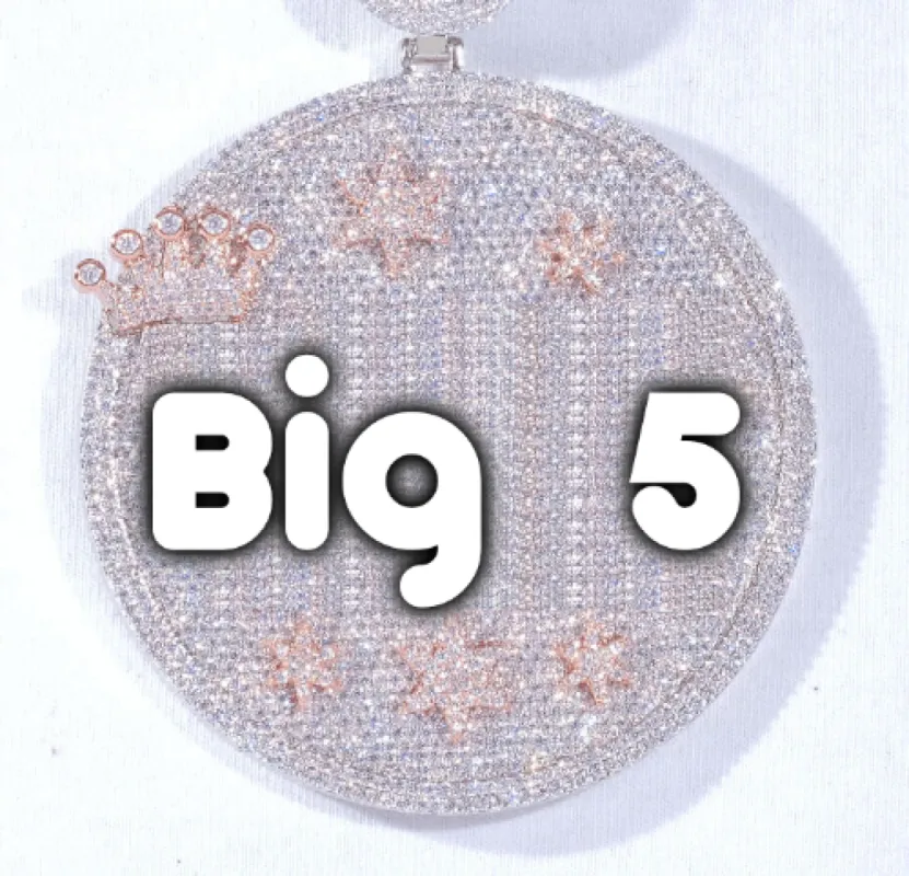 CUSTOM LETTER NECKLACE 3D BIG CROWN DISC sold by The GUU Shop