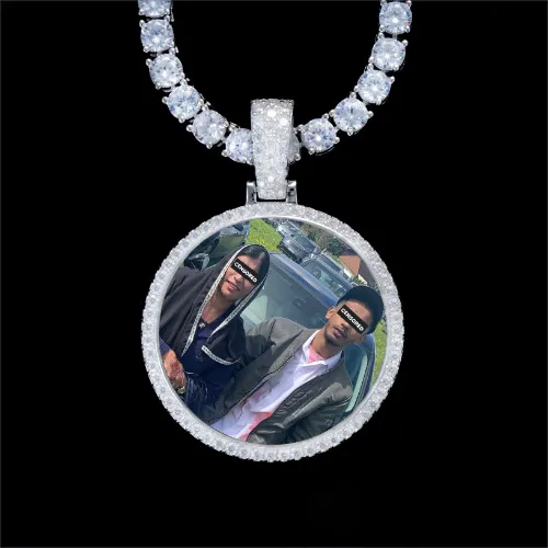 925S & VVS Moissanite 3D Circle Custom Picture Pendant sold by The GUU Shop