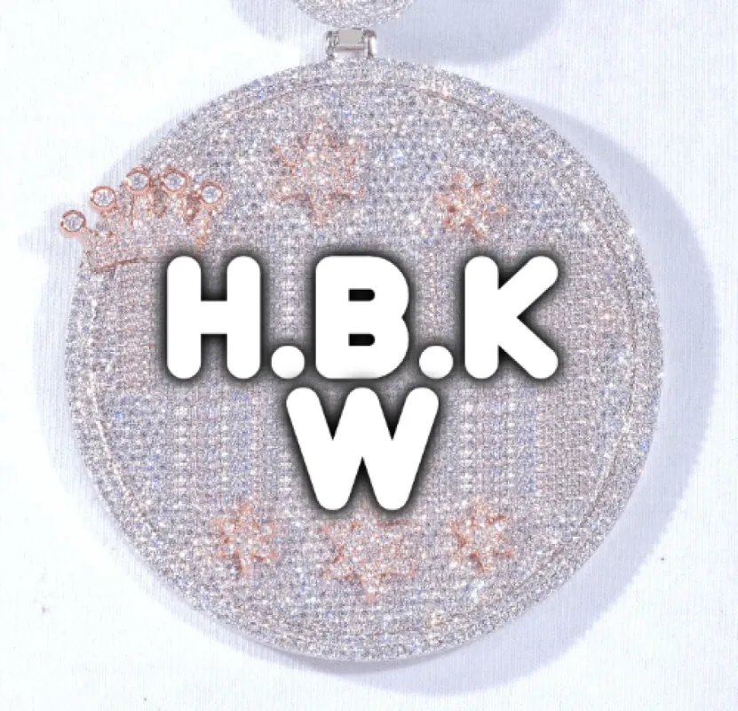 CUSTOM LETTER NECKLACE 3D BIG CROWN DISC sold by The GUU Shop