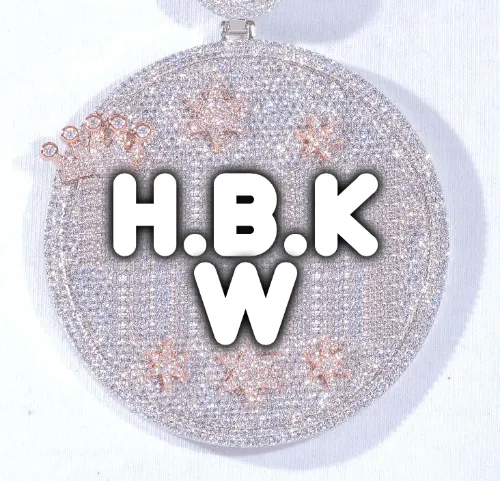 CUSTOM LETTER NECKLACE 3D BIG CROWN DISC sold by The GUU Shop