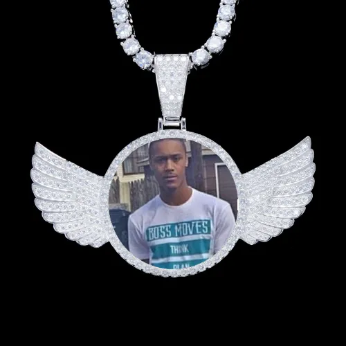 925S & VVS Moissanite 3D Wing Custom Picture Pendant sold by The GUU Shop