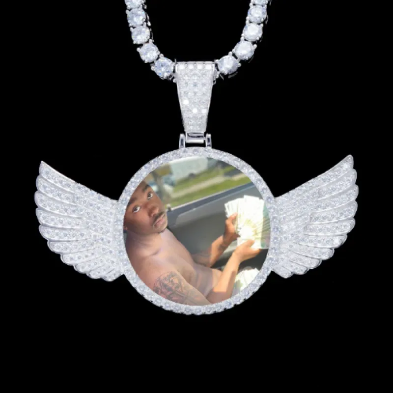 925S & VVS Moissanite 3D Wing Custom Picture Pendant sold by The GUU Shop