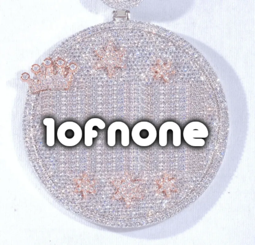 CUSTOM LETTER NECKLACE 3D BIG CROWN DISC sold by The GUU Shop