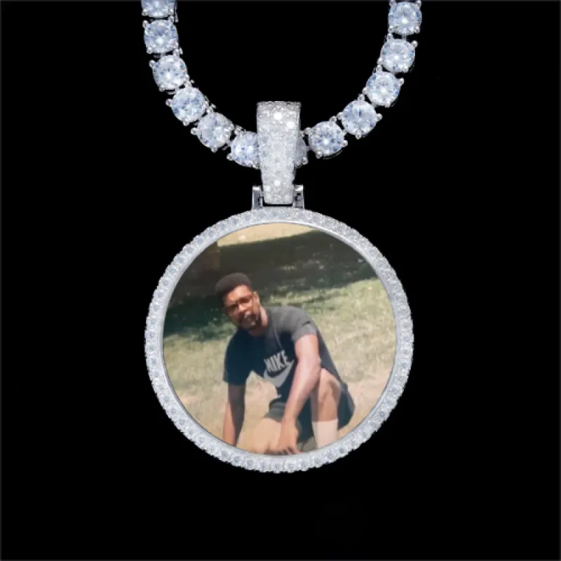 925S & VVS Moissanite 3D Circle Custom Picture Pendant sold by The GUU Shop