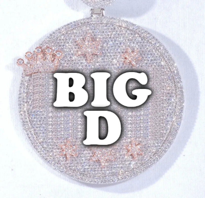 CUSTOM LETTER NECKLACE 3D BIG CROWN DISC sold by The GUU Shop