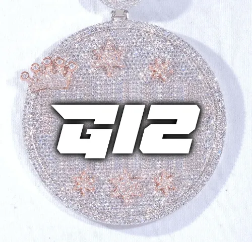 CUSTOM LETTER NECKLACE 3D BIG CROWN DISC sold by The GUU Shop