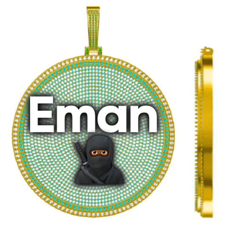 CUSTOM LETTER NECKLACE 3D BIG DISC sold by The GUU Shop