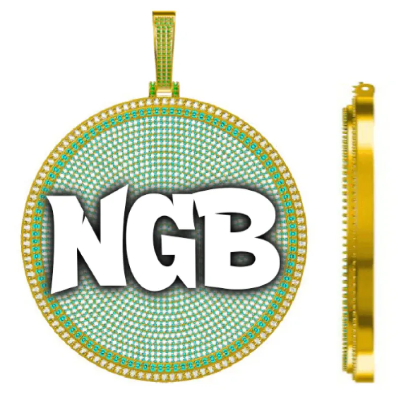 CUSTOM LETTER NECKLACE 3D BIG DISC made by The GUU Shop