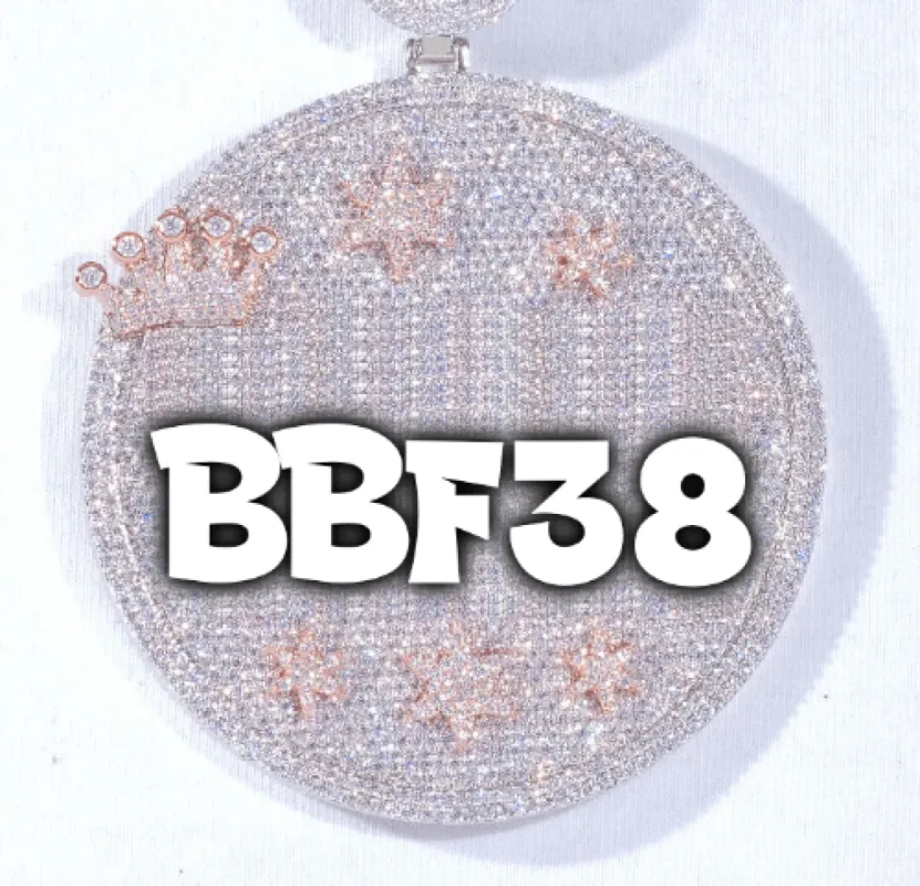 CUSTOM LETTER NECKLACE 3D BIG CROWN DISC sold by The GUU Shop