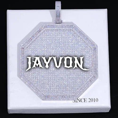 CUSTOM LETTER NECKLACE 3D BIG OCTAGON sold by The GUU Shop