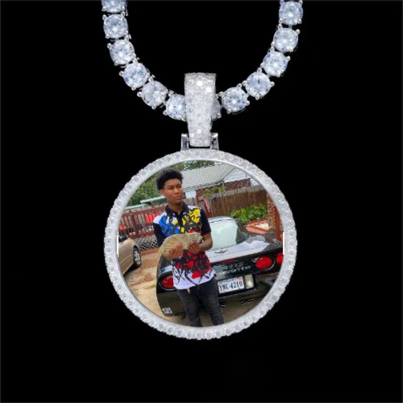 925S & VVS Moissanite 3D Circle Custom Picture Pendant sold by The GUU Shop