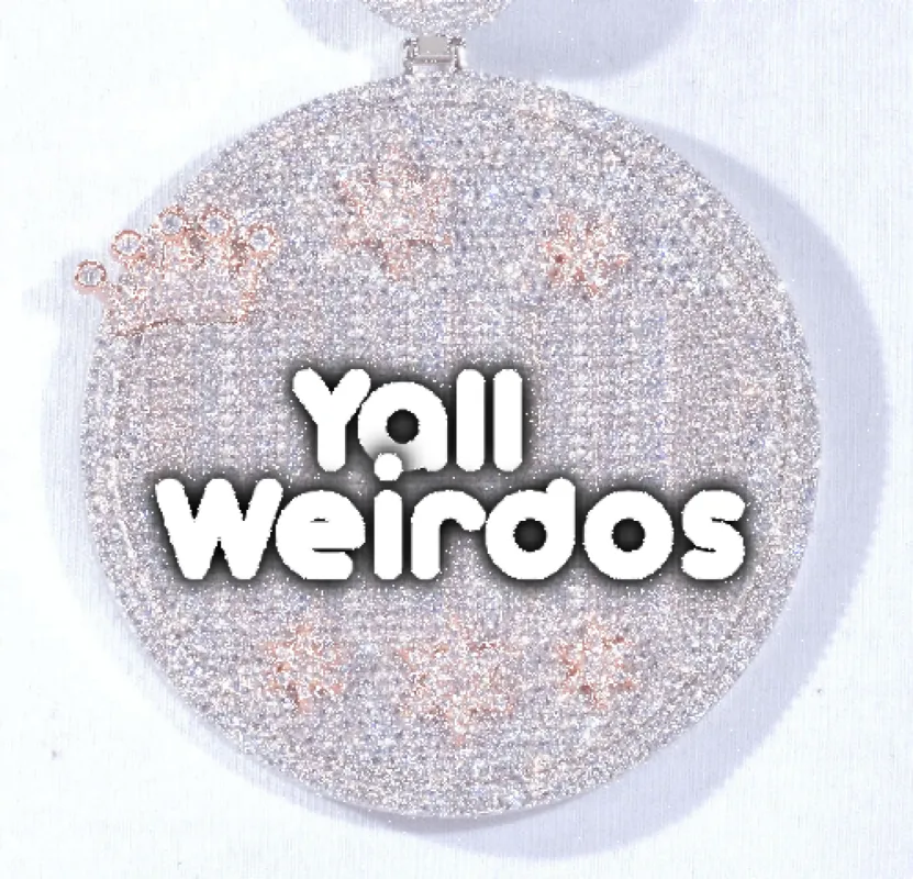 CUSTOM LETTER NECKLACE 3D BIG CROWN DISC sold by The GUU Shop