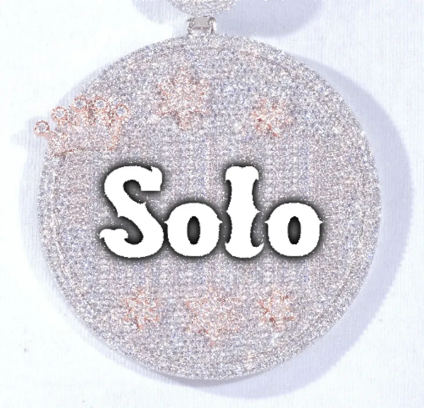 CUSTOM LETTER NECKLACE 3D BIG CROWN DISC sold by The GUU Shop