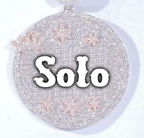 CUSTOM LETTER NECKLACE 3D BIG CROWN DISC sold by The GUU Shop