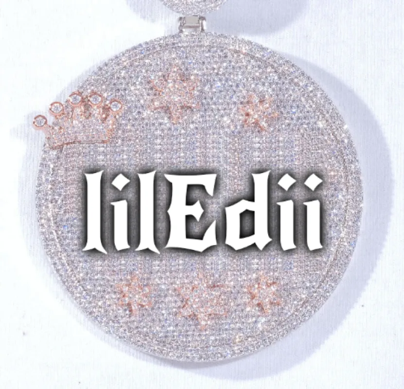 CUSTOM LETTER NECKLACE 3D BIG CROWN DISC sold by The GUU Shop