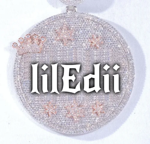 CUSTOM LETTER NECKLACE 3D BIG CROWN DISC sold by The GUU Shop