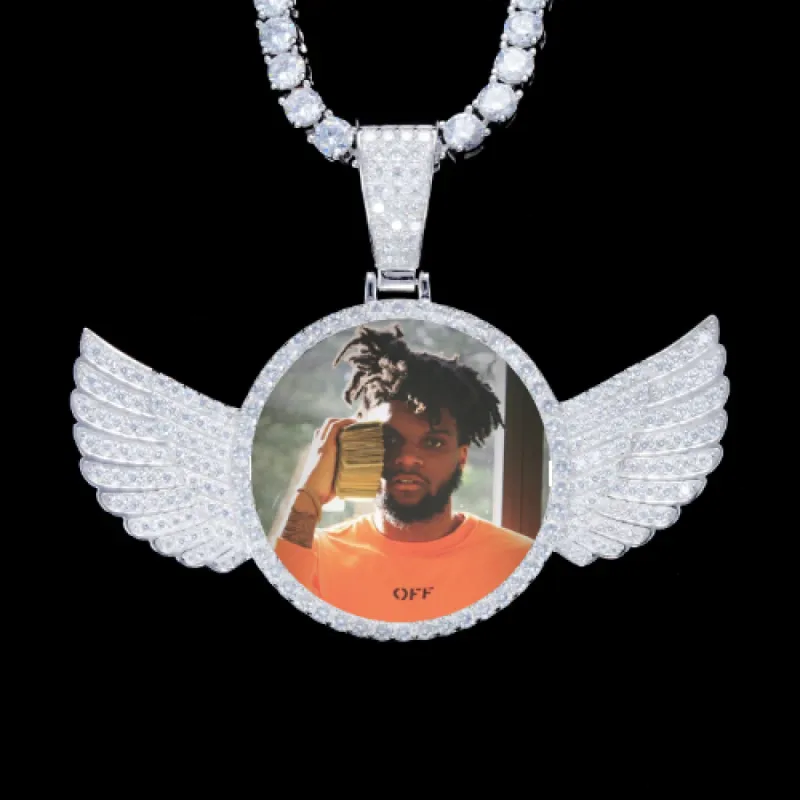 925S & VVS Moissanite 3D Wing Custom Picture Pendant sold by The GUU Shop