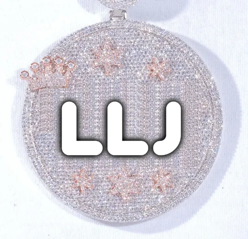 CUSTOM LETTER NECKLACE 3D BIG CROWN DISC sold by The GUU Shop