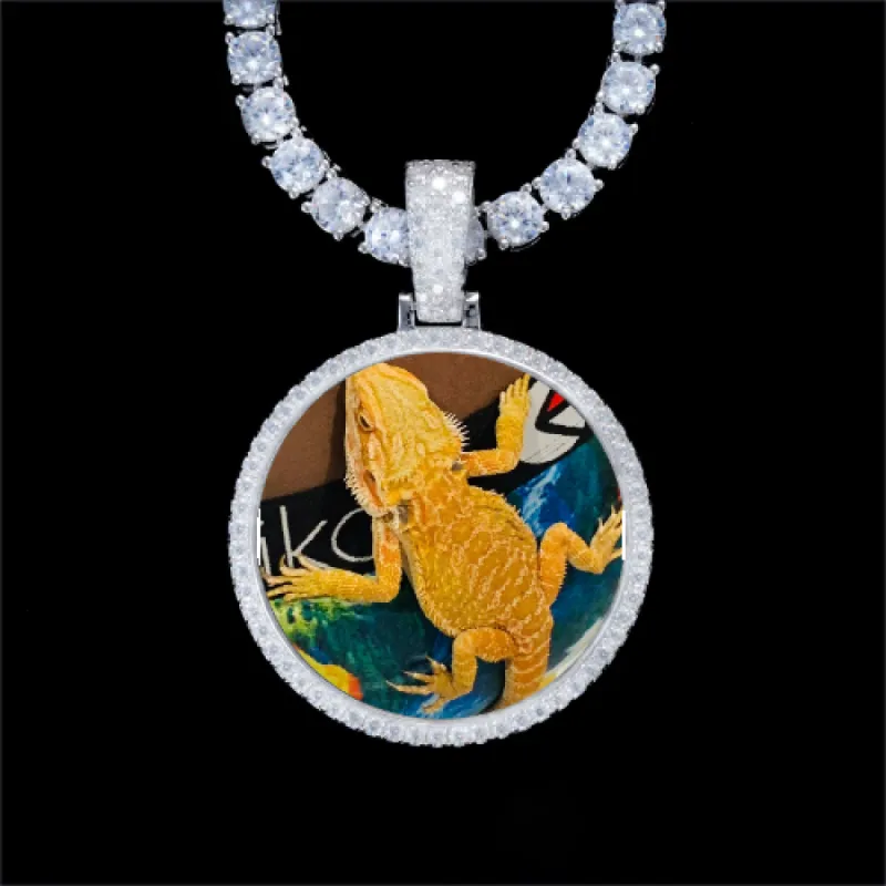 925S & VVS Moissanite 3D Circle Custom Picture Pendant sold by The GUU Shop