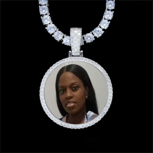 925S & VVS Moissanite 3D Circle Custom Picture Pendant sold by The GUU Shop