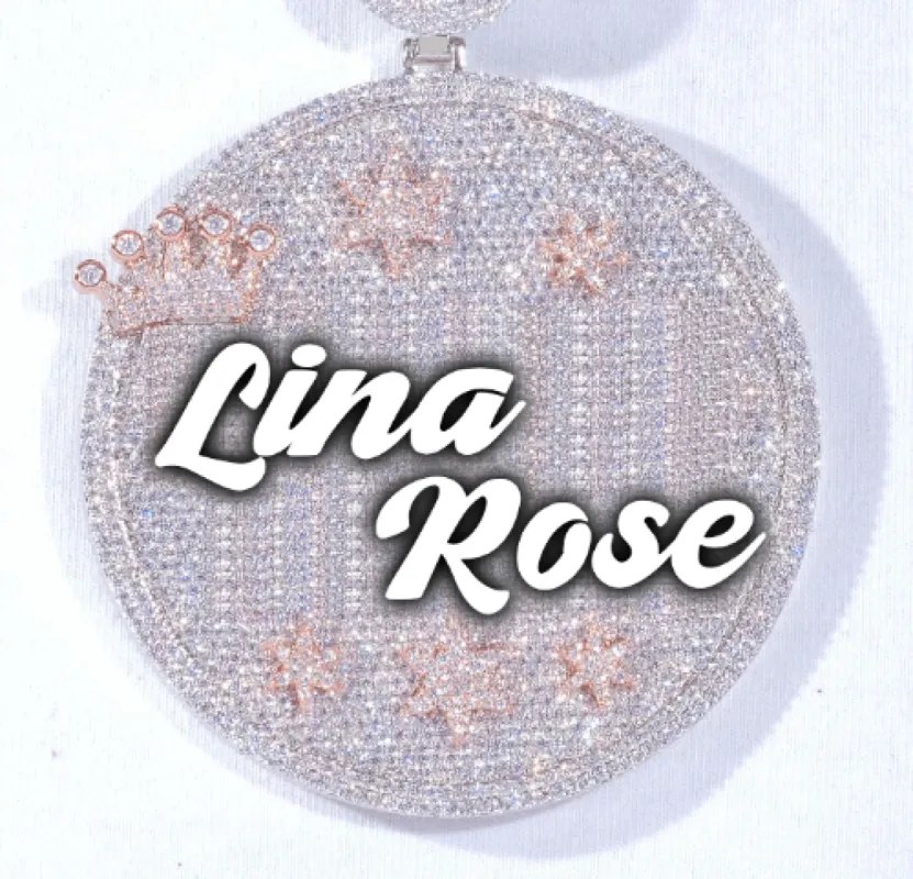 CUSTOM LETTER NECKLACE 3D BIG CROWN DISC sold by The GUU Shop