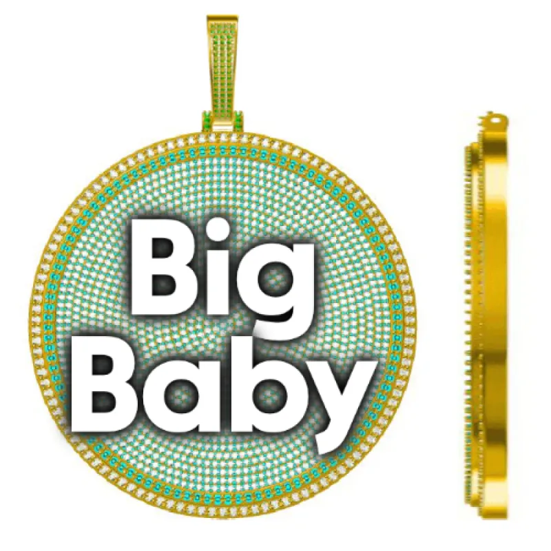 CUSTOM LETTER NECKLACE 3D BIG DISC sold by The GUU Shop