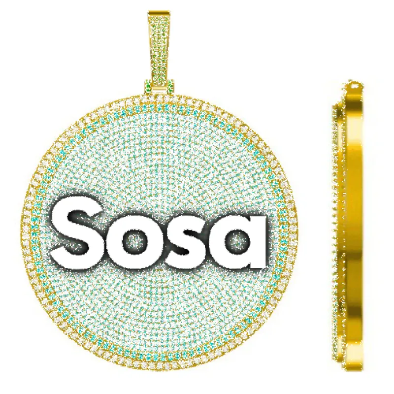 CUSTOM LETTER NECKLACE 3D BIG DISC sold by The GUU Shop