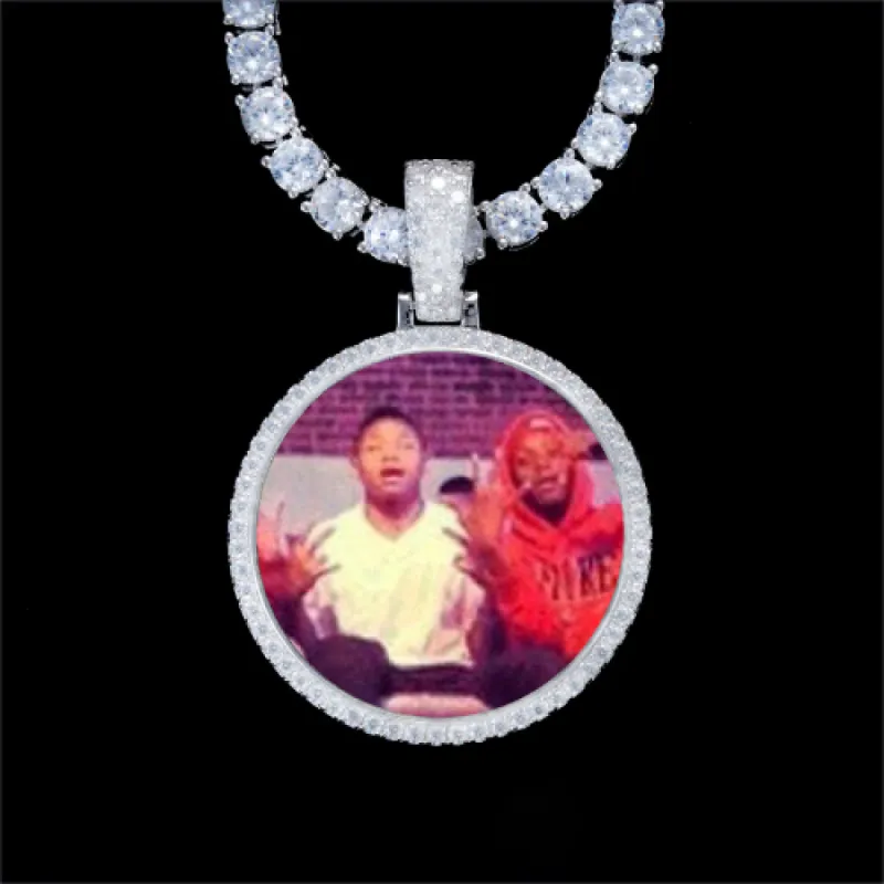 925S & VVS Moissanite 3D Circle Custom Picture Pendant sold by The GUU Shop