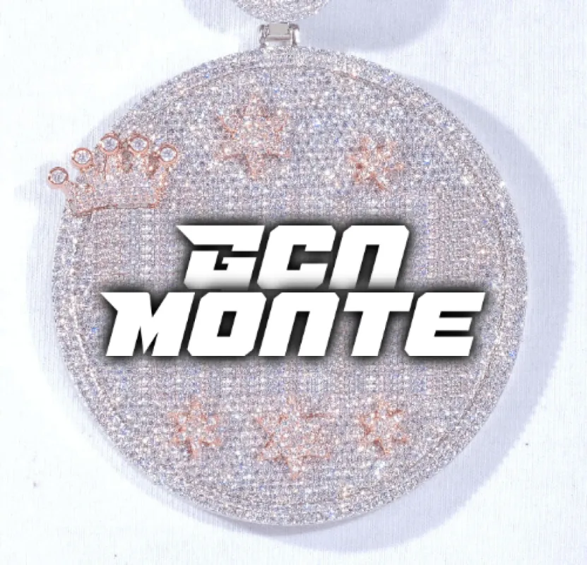 CUSTOM LETTER NECKLACE 3D BIG CROWN DISC sold by The GUU Shop