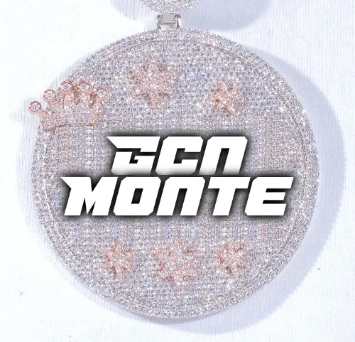 CUSTOM LETTER NECKLACE 3D BIG CROWN DISC sold by The GUU Shop