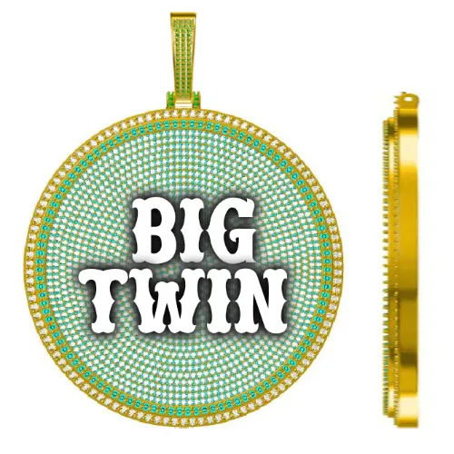 CUSTOM LETTER NECKLACE 3D BIG DISC sold by The GUU Shop