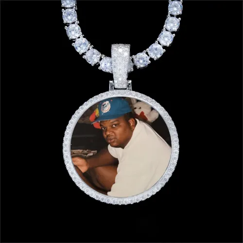 925S & VVS Moissanite 3D Circle Custom Picture Pendant sold by The GUU Shop