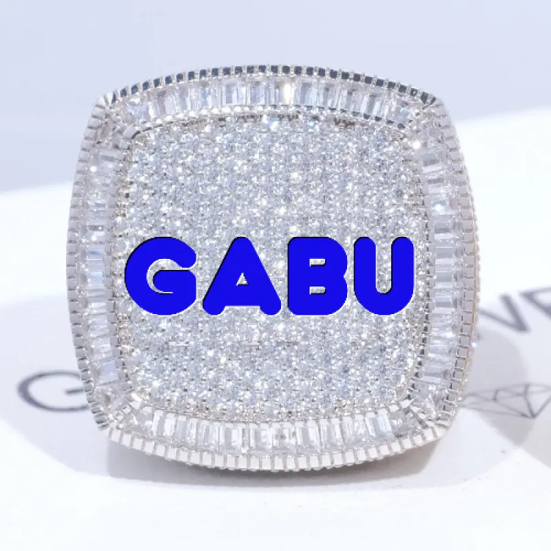 CUSTOM LETTER 3D ICED RING sold by The GUU Shop