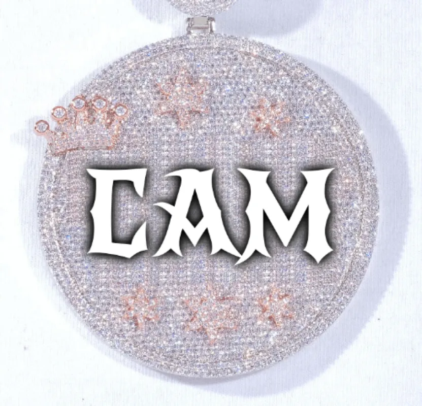 CUSTOM LETTER NECKLACE 3D BIG CROWN DISC sold by The GUU Shop