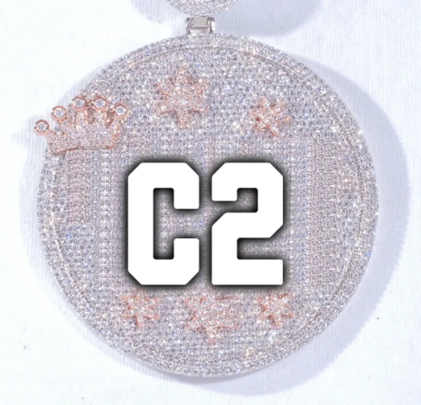 CUSTOM LETTER NECKLACE 3D BIG CROWN DISC sold by The GUU Shop