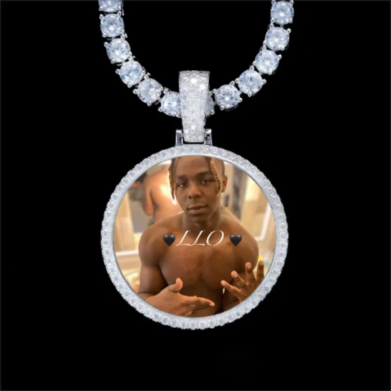 925S & VVS Moissanite 3D Circle Custom Picture Pendant sold by The GUU Shop