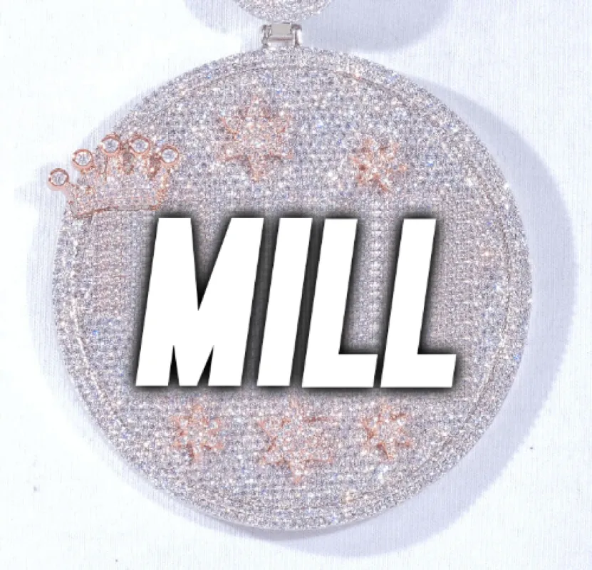 CUSTOM LETTER NECKLACE 3D BIG CROWN DISC sold by The GUU Shop