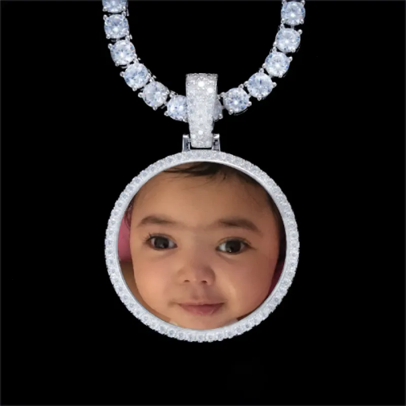 925S & VVS Moissanite 3D Circle Custom Picture Pendant sold by The GUU Shop