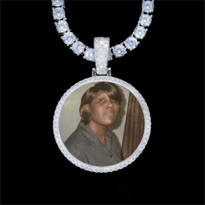 925S & VVS Moissanite 3D Circle Custom Picture Pendant sold by The GUU Shop