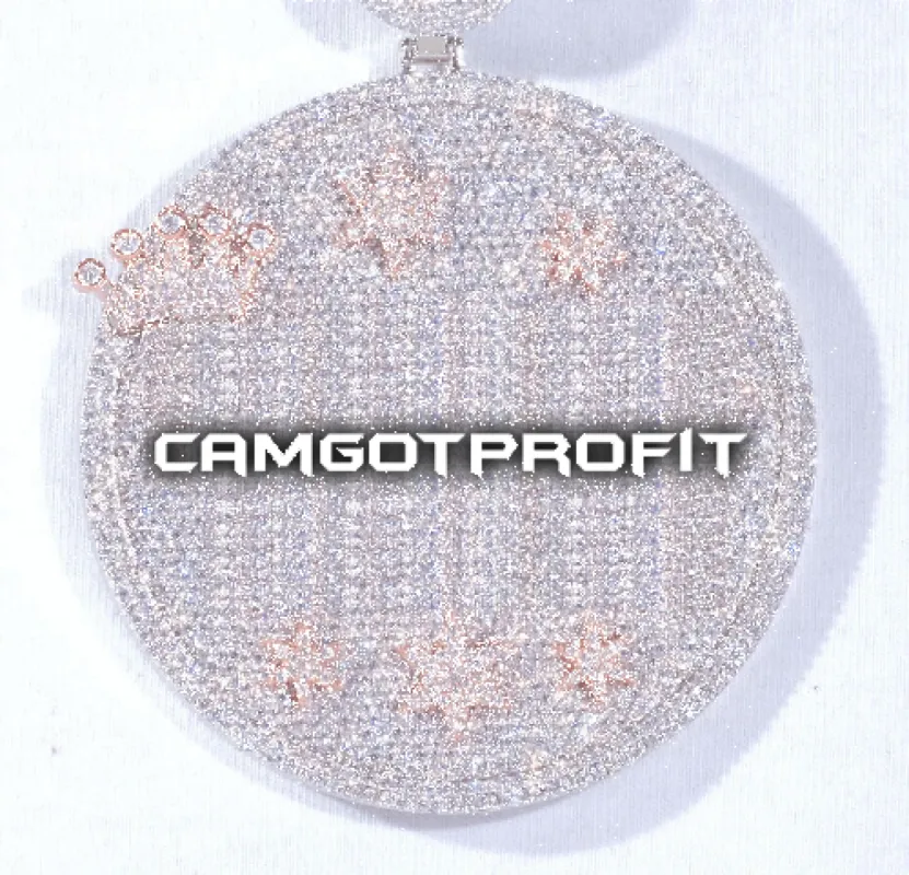 CUSTOM LETTER NECKLACE 3D BIG CROWN DISC sold by The GUU Shop