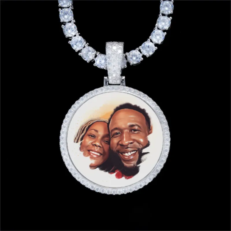 925S & VVS Moissanite 3D Circle Custom Picture Pendant sold by The GUU Shop
