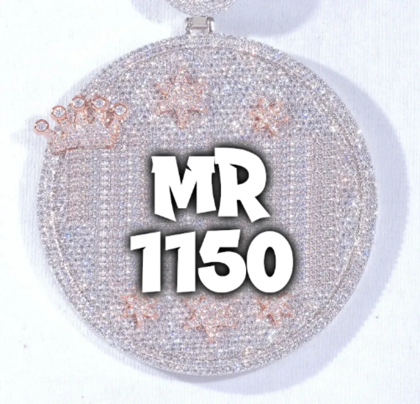 CUSTOM LETTER NECKLACE 3D BIG CROWN DISC sold by The GUU Shop