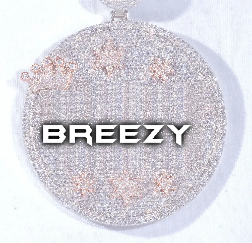 CUSTOM LETTER NECKLACE 3D BIG CROWN DISC sold by The GUU Shop