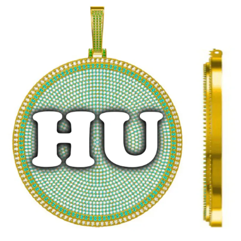 CUSTOM LETTER NECKLACE 3D BIG DISC sold by The GUU Shop